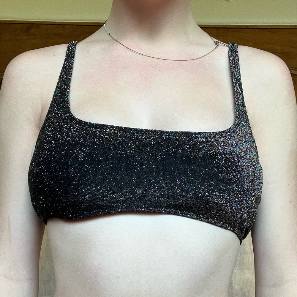 Black Sparkle Bikini Top